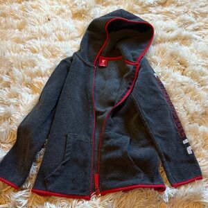 Liverpool FC Kids dark gray fleece Hoodie with Red Trim 7-8y